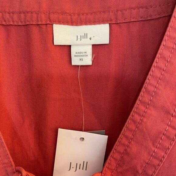 NWT J. Jill Long‎ Sleeve Shirt 100% Tencel Criss-Cross Tie Front Salmon XS - Picture 4 of 4